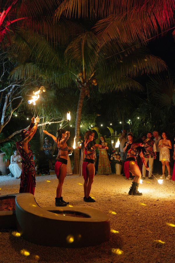 Fire dancers performing for the guests