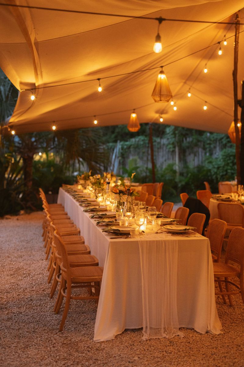 Candlelit tent dinner · Tulum